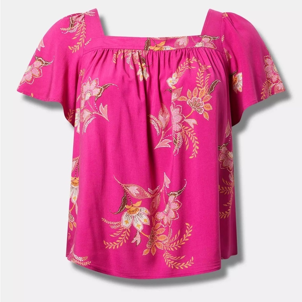Torrid Pink Paisley Challis Flutter Sleeve Top Shirt